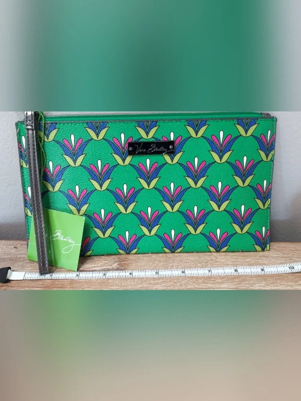Vintage Vera Bradley Slim Zip Wristlet Emerald Diamonds MSRP $44.00 NWT